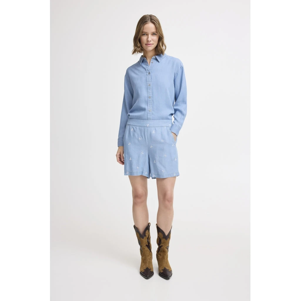 B.YOUNG Dame Shorts BYKOSMO - Light Blue Denim - Billede 3