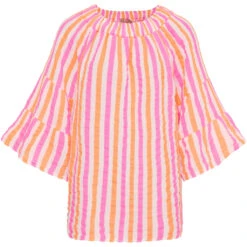 Marta Du Chateau Dame Bluse MdcPutte 7316 - Orange/Fuxia Stripe