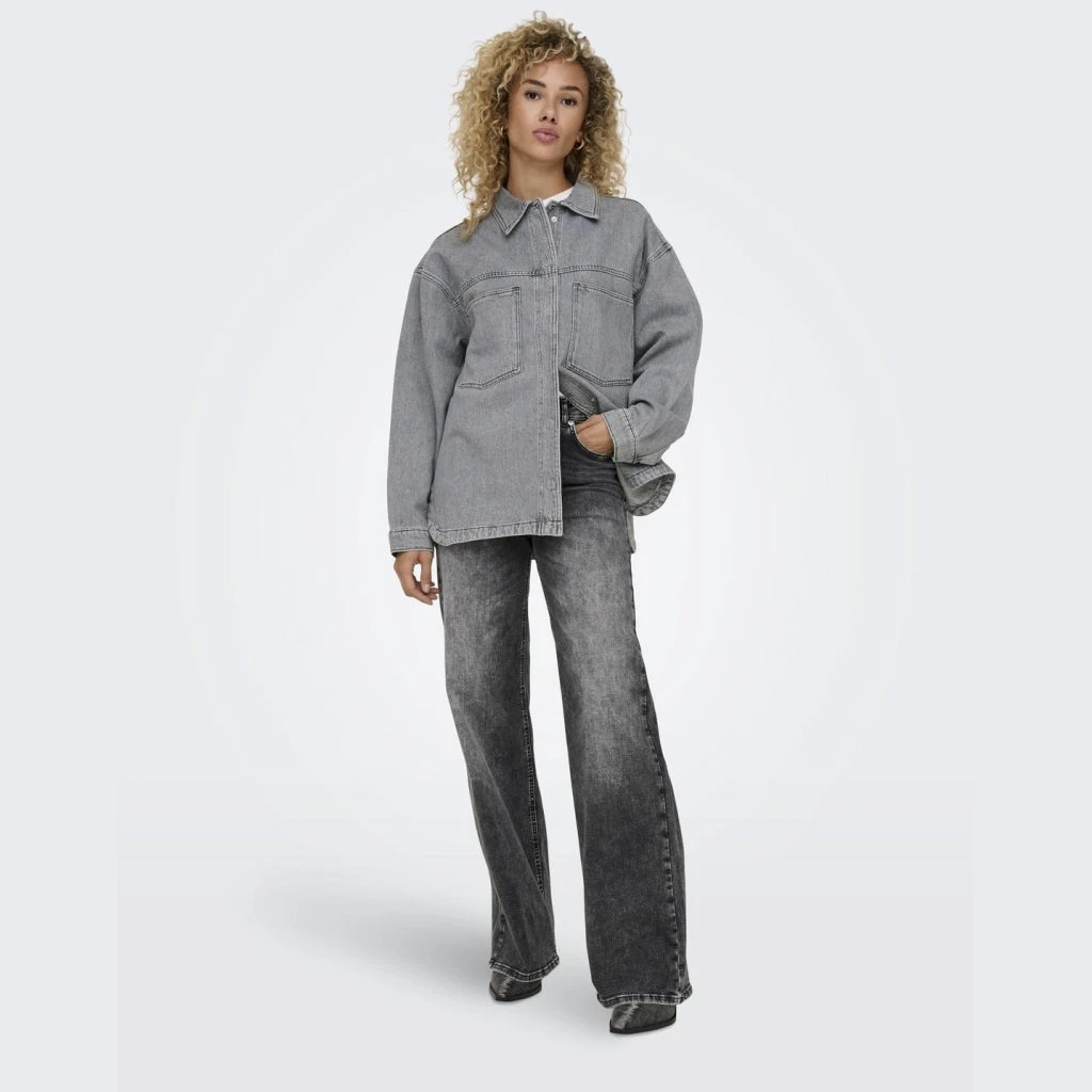 ONLY Dame Skjorte ONLEMMIE - Medium Grey Denim - Billede 3