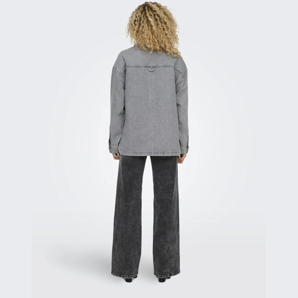 ONLY Dame Skjorte ONLEMMIE - Medium Grey Denim - Billede 4