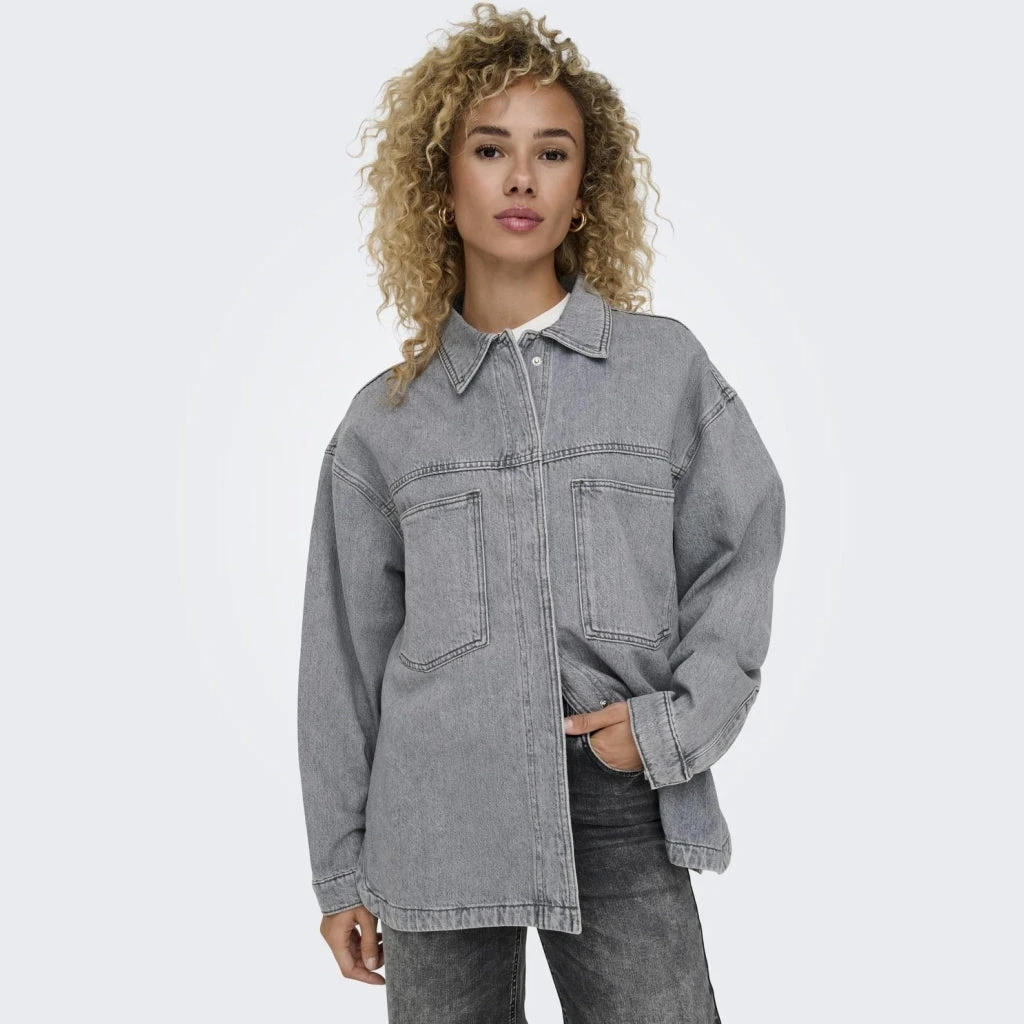 ONLY Dame Skjorte ONLEMMIE - Medium Grey Denim - Billede 5