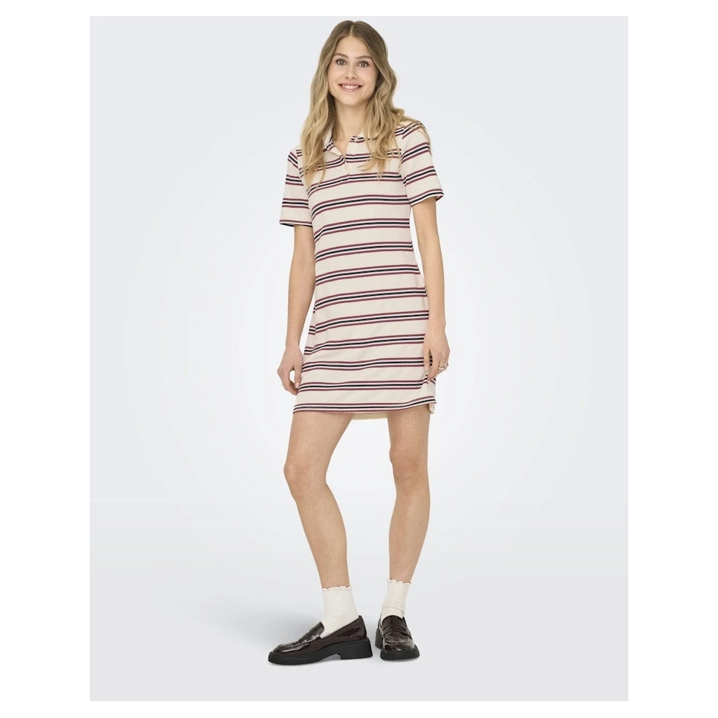 ONLY Dame Kjole ONLEVIE - Antique White Navy Blazer+ruby Wine - Billede 3