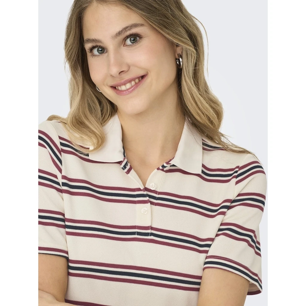 ONLY Dame Kjole ONLEVIE - Antique White Navy Blazer+ruby Wine - Billede 6