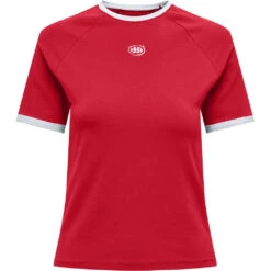 ONLY Dame T-shirt ONLCHOICE - True Red 95 Logo Bright White