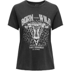 ONLY Dame T-shirt ONLLUCY - Black BORN TO BE WILD