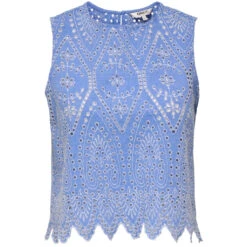 ONLY Dame Top ONLTULUM - Blue Bonnet BRIGHT WHITE EMB.