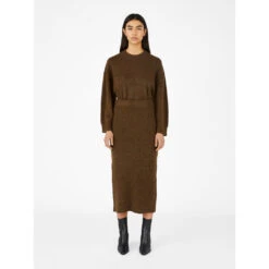 Object Dame Strik Nederdel OBJABBIE - Dark Earth Melange