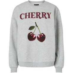 PIECES DAME SWEATSHIRT PCFORNIA - Light Grey Melange Rhubarb Cherry