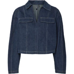 PIECES Dame Bluse PCFABIA - Dark Blue Denim