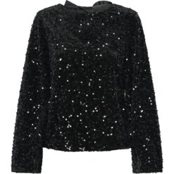 PIECES Dame Bluse PCKAM - Black Black Sequins