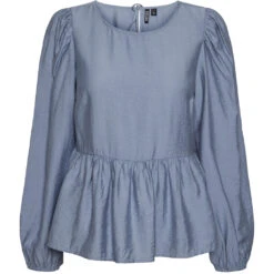 PIECES Dame Bluse PCNIKO - Faded Denim