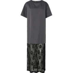 PIECES Dame Kjole PCALICE - Medium Grey Melange Black Lace