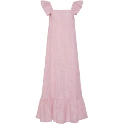 PIECES Dame Kjole PCAPIA - Pink Lemonade Stripes Bright White