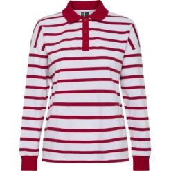 PIECES Dame Polo PCAMILIE - Bright White High Risk Red
