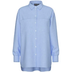 PIECES Dame Skjorte PCMELIA - Grapemist Stripes Bright White