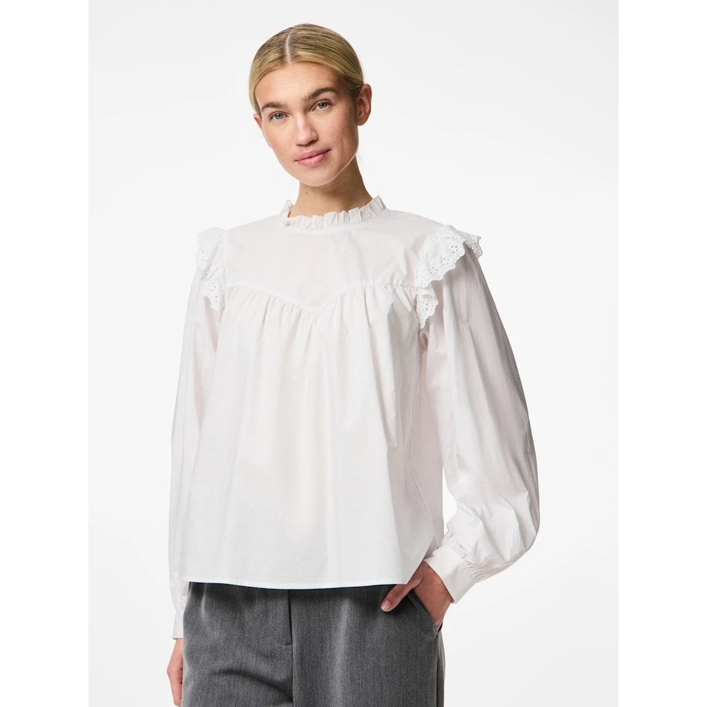 PIECES Dame Skjorte PCVELA - Bright White - Billede 5