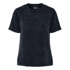 PIECES Dame Strikbluse PCPIKO - Maritime Blue Melange