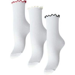 PIECES Dame Strømper PCAFIA 3-PACK - Goji Berry Sandshell Black