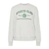 PIECES Dame Sweatshirt PCARINA - Light Grey Melange Green Embroidery