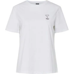 PIECES Dame T-shirt PCAJA - Bright White Brown Expresso Martini