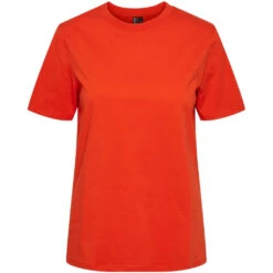PIECES Dame T-shirt PCRIA - Tangerine Tango
