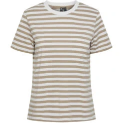 PIECES Dame Tee PCRIA - Silver Mink BRIGHT WHITE