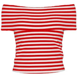 PIECES Dame Top PCLAYA - High Risk Red White Stripes