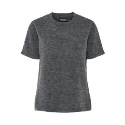 PIECES Dame Strikbluse PCPIKO - Dark Grey Melange