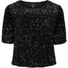 Pieces Dame Top PCKAM - Black Silver