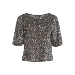Pieces Dame Top PCKAM - Morel Silver Sequins