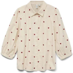 VERO MODA DAME SKJORTE VMFEAT - Birch Heart Emb Karander Red