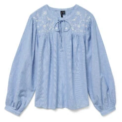 VERO MODA DAME SKJORTE VMNIKA - Cashmere Blue Bright White