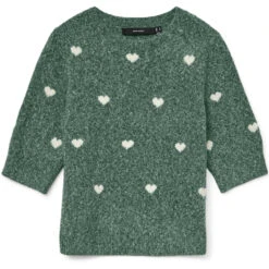 VERO MODA DAME STRIKTRØJE VMDOFFE - Laurel Wreath White Hearts