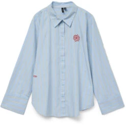 VERO MODA Dame Skjorte VMCHARLOTTE - Airy Blue Stripes Cloud Dancer/twill