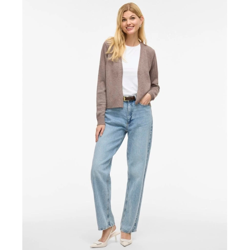 VILA DAME CARDIGAN VIRIL SHORT L/S KNIT CARDIGAN-NOOS - Falcon Melange - Billede 2