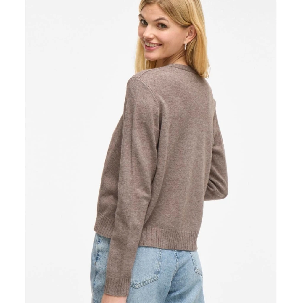 VILA DAME CARDIGAN VIRIL SHORT L/S KNIT CARDIGAN-NOOS - Falcon Melange - Billede 4