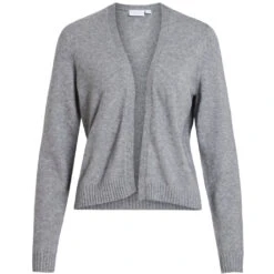 VILA DAME CARDIGAN VIRIL SHORT L/S KNIT CARDIGAN-NOOS - Medium Grey Melange