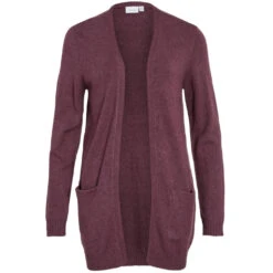 VILA Dame Cardigan VIRIL - Fig Dark Melange