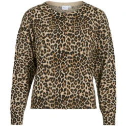 VILA Dame Cardigan VIRIL - Birch LEOPARD