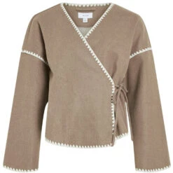 VILA Dame Cardigan VIRISE - Mountain Trail WHITE CHAIN STITCH