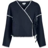 VILA Dame Cardigan VIRISE - Navy Blazer WHITE CHAIN STITCH