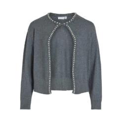 VILA Dame Cardigan VIZAFINA - Medium Grey Melange