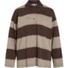 VILA Dame Polo VIBALO - Coffee Bean Stripes PINK + BEIGE