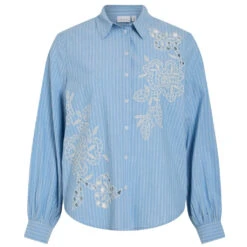 VILA Dame Skjorte VICASPIANA - Blissful Blue