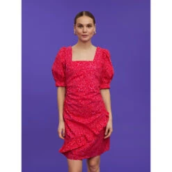 Vero Moda Dame Kjole VMALASKA - Flame Scarlet FLOWERS