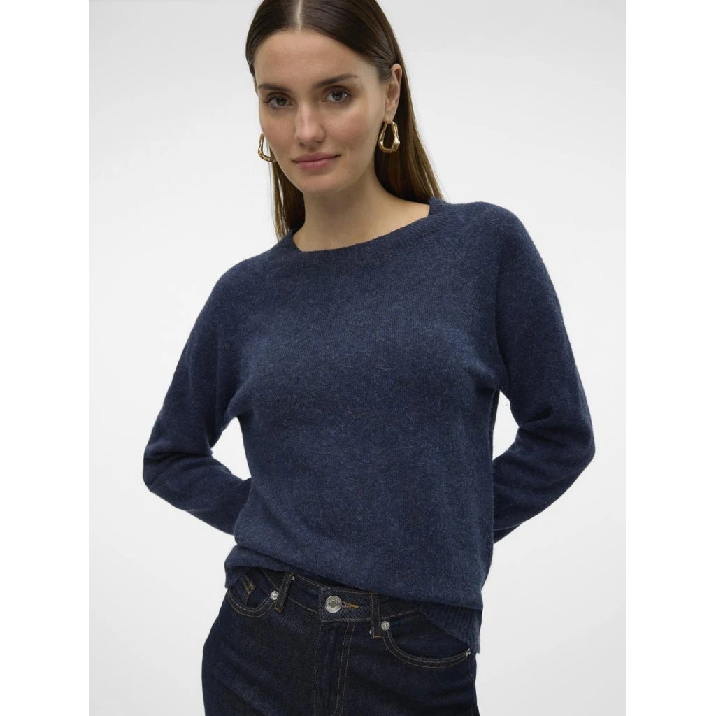 Vero Moda Dame Strik VMDOFFY - Navy Blazer W. Black Melange - Billede 2