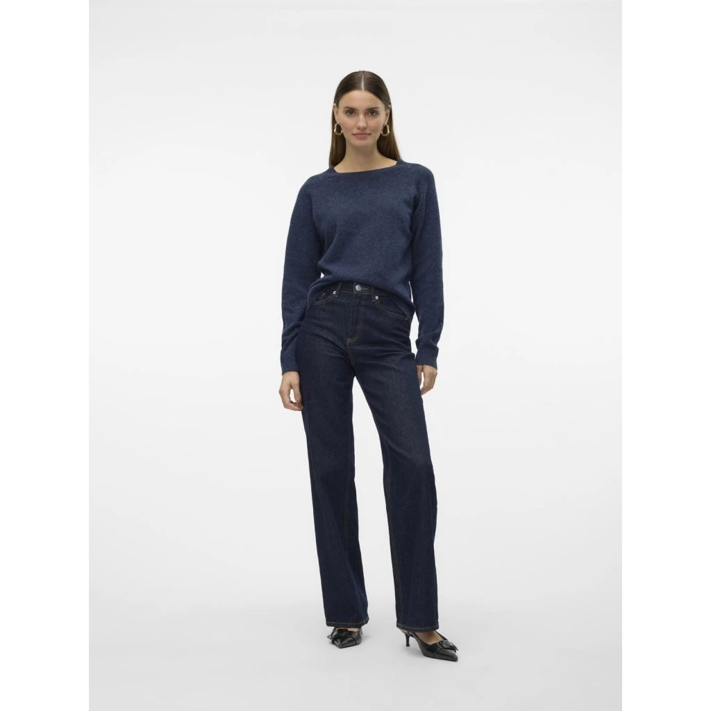 Vero Moda Dame Strik VMDOFFY - Navy Blazer W. Black Melange - Billede 3